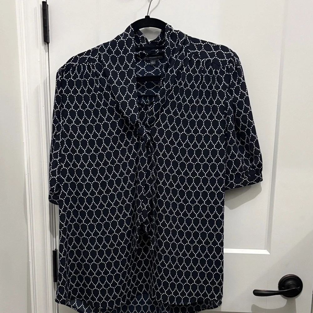 Adrianna Papell Navy Geometric Shirt - Picture 1 of 7